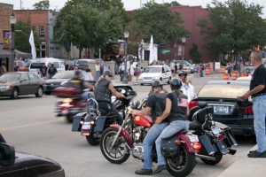 Festival attendees arranging parking at Lansing JazzFest 2010.